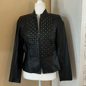 White House Black Market Black Studded Leather Jacket